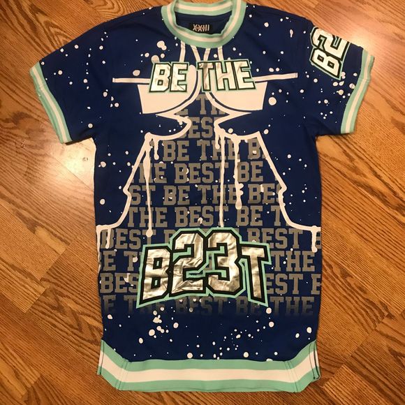 Short Sleeve Graphic T-Shirt Blue White - Picture 1 of 6